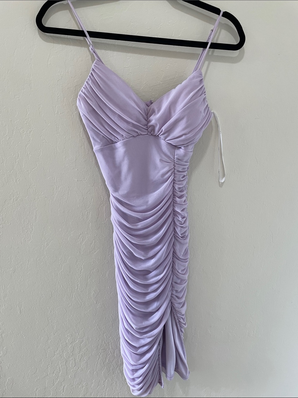 Lulu's Lavender Ruched Satin Mini Dress